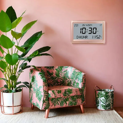 Horloge Adhan - AzanClock™ - Rose Ecran Blanc
