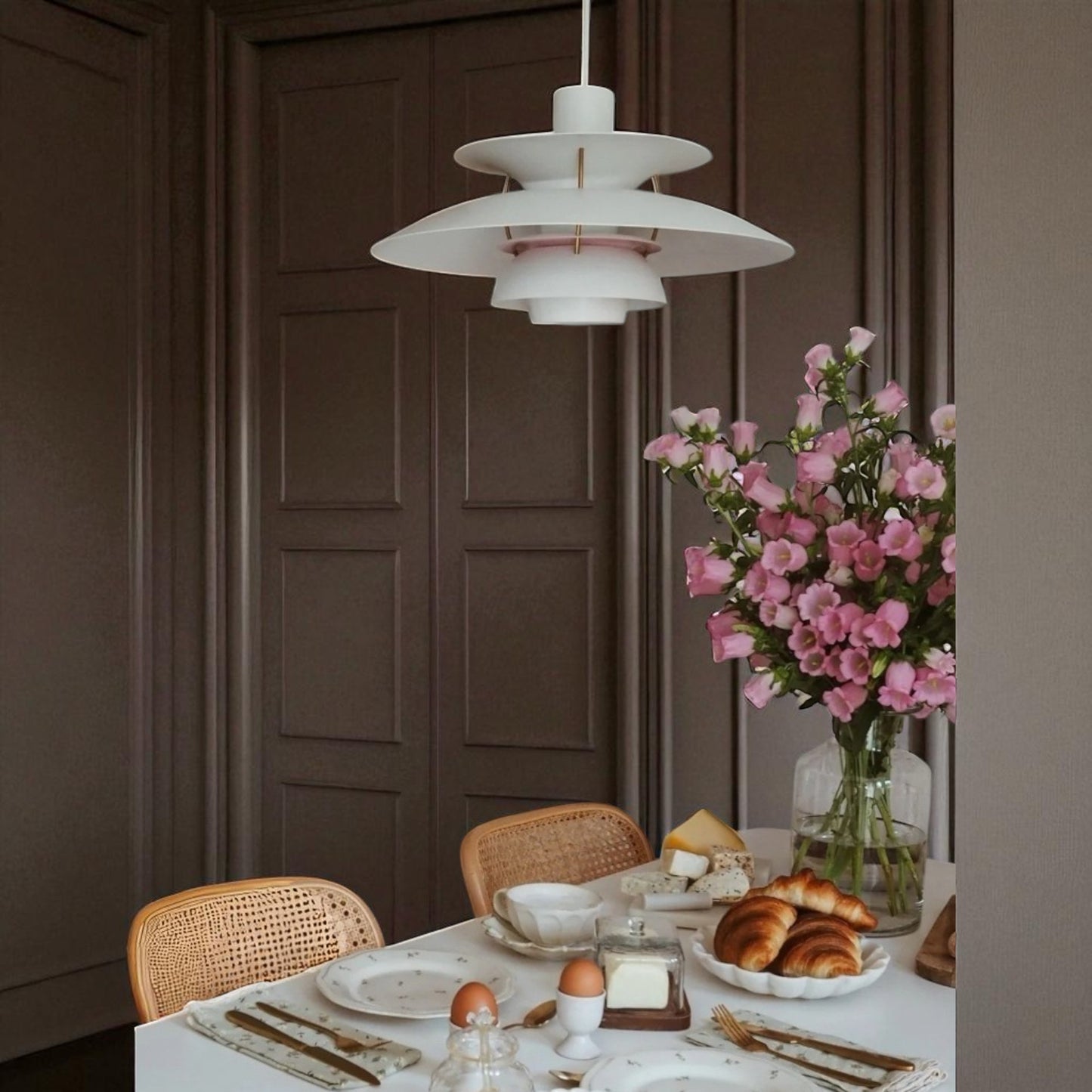 Lustre Plafond - UmbrellaLED™ - Blanc & Rose