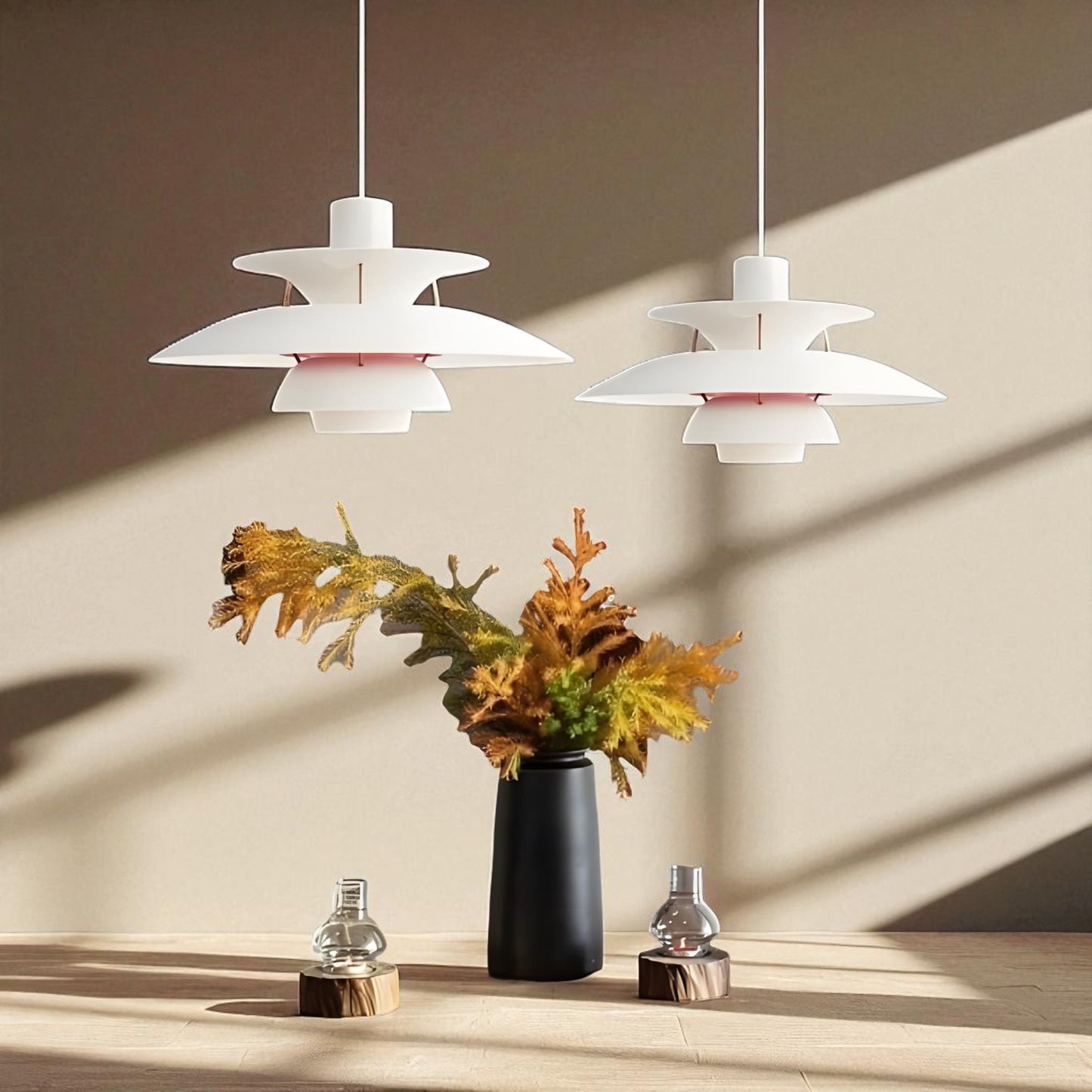 Lustre Plafond - UmbrellaLED™ - Blanc & Rose