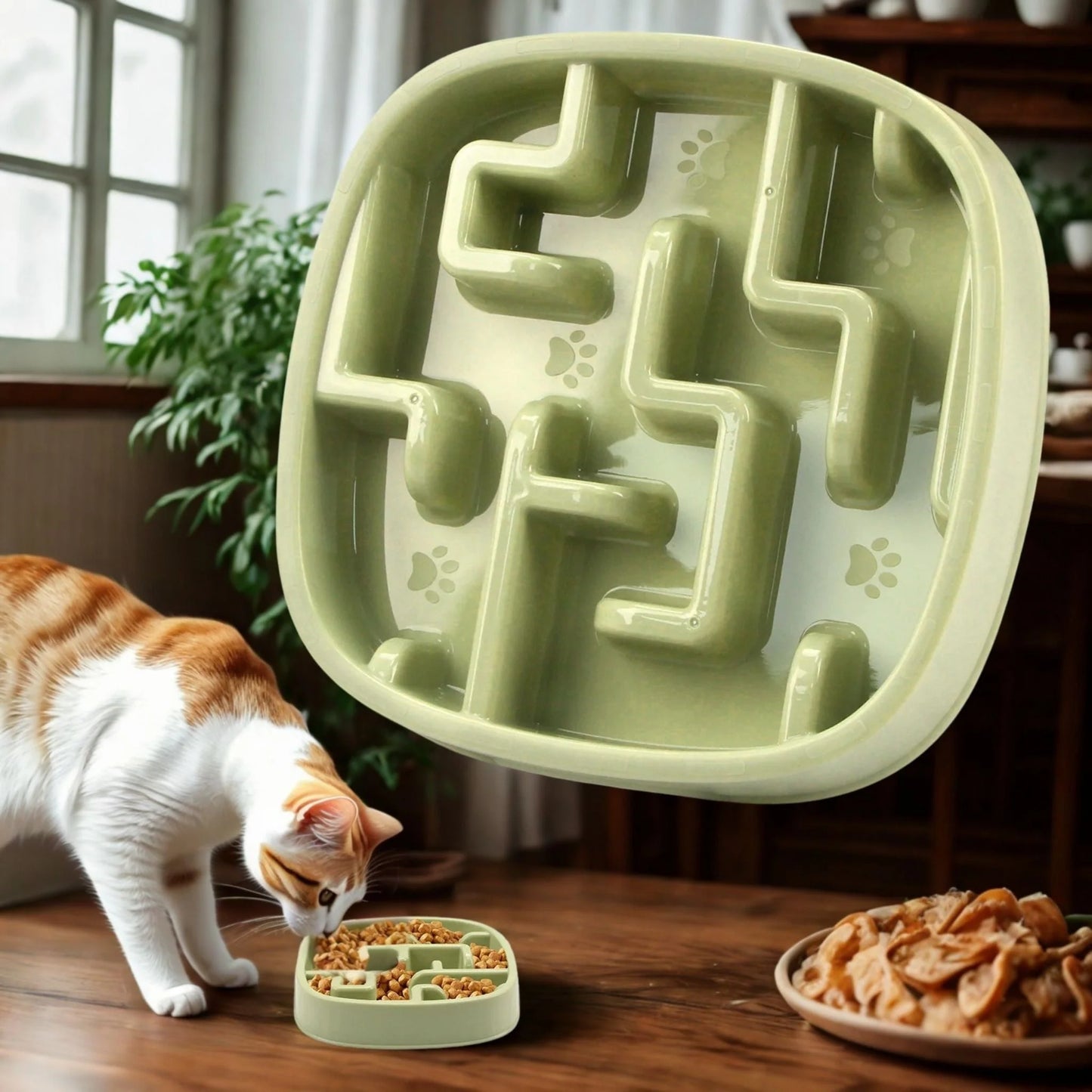 Gamelle Chat - PawSlowFeeder™ - Vert