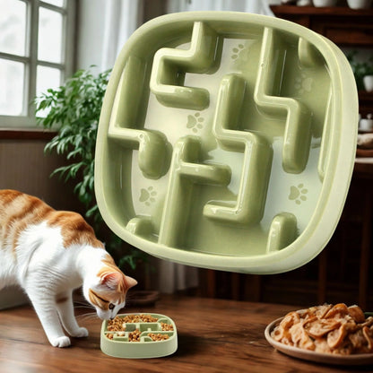Gamelle Chat - PawSlowFeeder™ - Vert