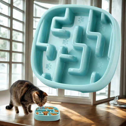 Gamelle Chat - PawSlowFeeder™ - Bleu