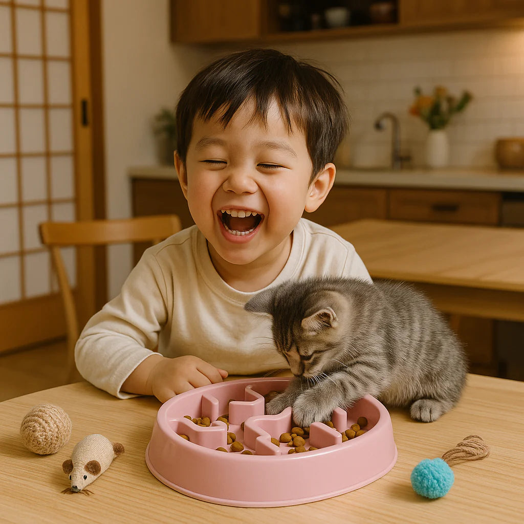 Gamelle Chat - PawSlowFeeder™ - Rose