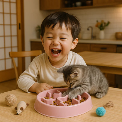 Gamelle Chat - PawSlowFeeder™ - Rose
