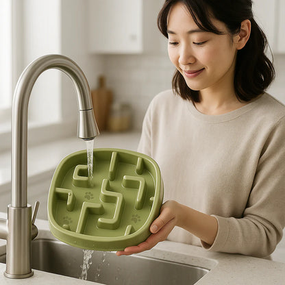 Gamelle Chat - PawSlowFeeder™ - Vert