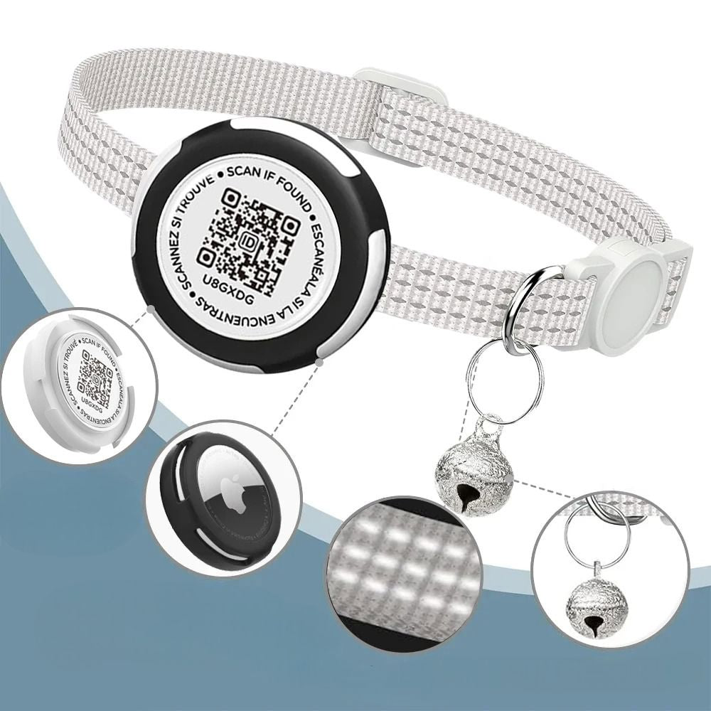 Collier airtag chat	- CatCollarTracker™ - Blanc