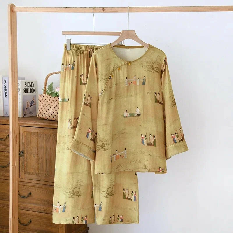 Pyjama Femme - CozyBambooPajama™ - Jaune Moutarde