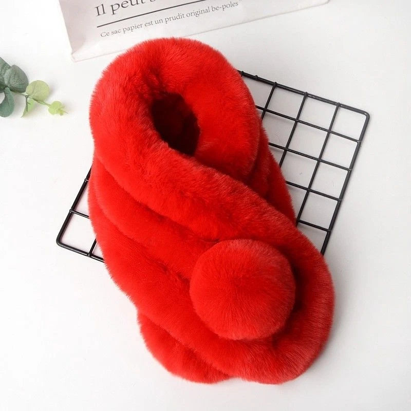Écharpe Femme Hiver - CozyFurWrap™ - Rouge