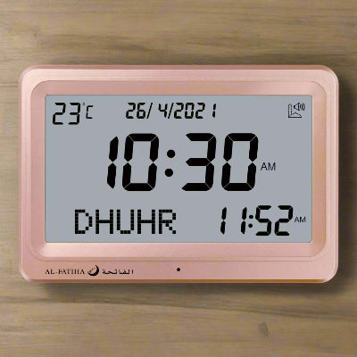 Horloge Adhan - AzanClock™ - Rose Ecran Blanc
