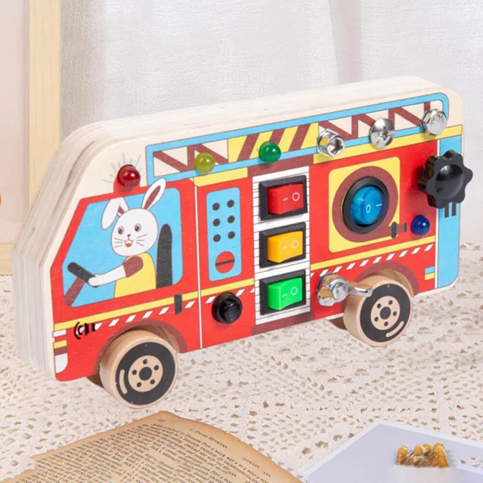 Tableau Montessori - BusyBoardCircuit™ - Autobus scolaire