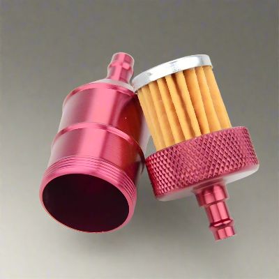 Filtre à carburant - MotorcycleFuelFilter™ - CNC Long Rouge