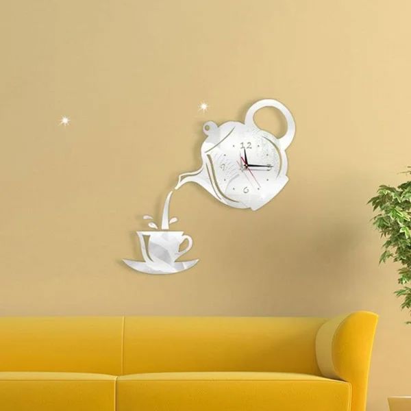 CupTeapotWallClock™- Argent