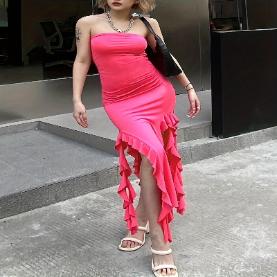 Robe Bustier - ElegantStraplessDress™ - Rose