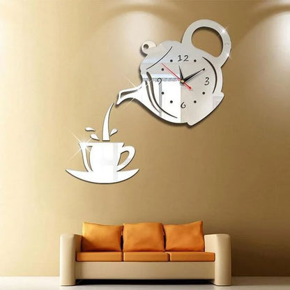 CupTeapotWallClock™- Argent
