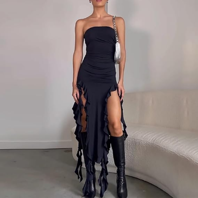 Robe Bustier - ElegantStraplessDress™ - Noir