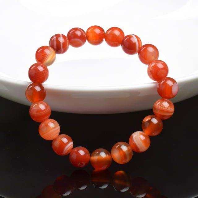 Bracelet en Perles - NaturalStoneBracelet™ - Agate à rayures rouges