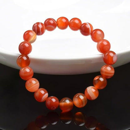 Bracelet en Perles - NaturalStoneBracelet™ - Agate à rayures rouges