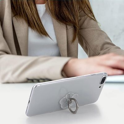 Support de Téléphone - TransparentCellPhoneRing™ - Trèfle Argenté
