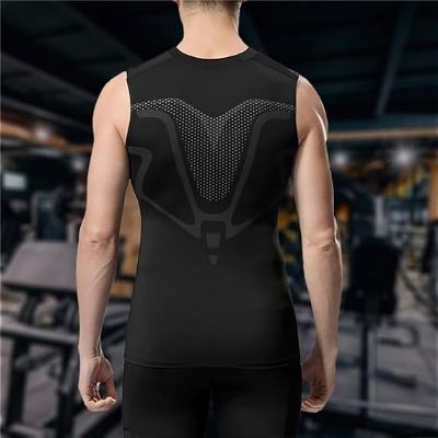 Haut de Compression - GymSleevelessShirt™ - Noir Néon