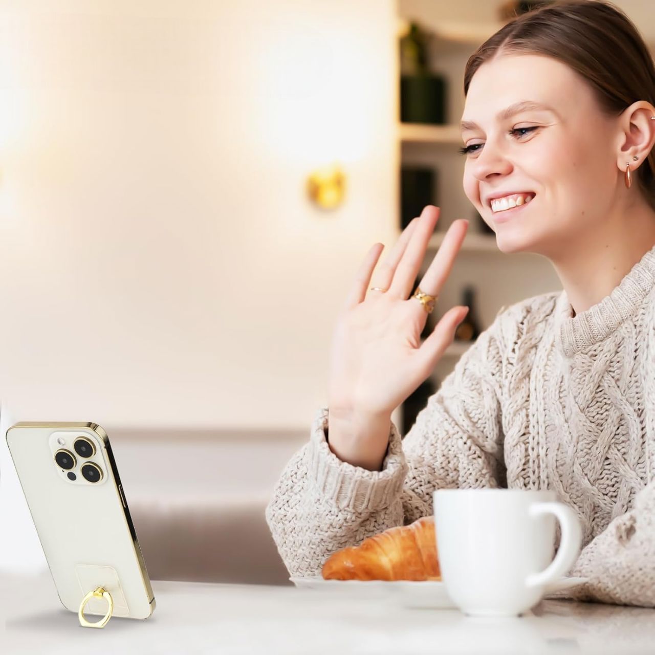 Support de Téléphone - TransparentCellPhoneRing™ - Rectangle Doré