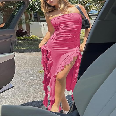 Robe Bustier - ElegantStraplessDress™ - Rose