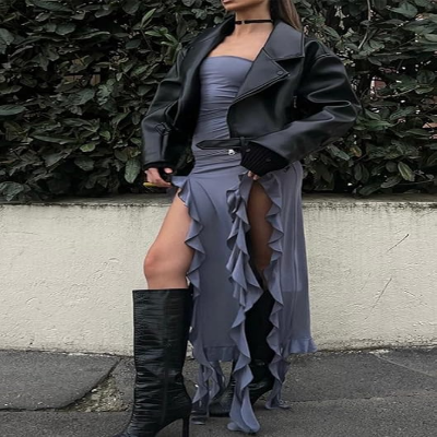 Robe Bustier - ElegantStraplessDress™ - Bleu