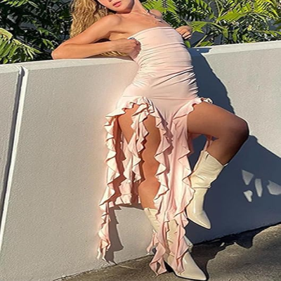 Robe Bustier - ElegantStraplessDress™ - Rose Clair