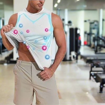 Haut de Compression - GymSleevelessShirt™ - Blanc Néon