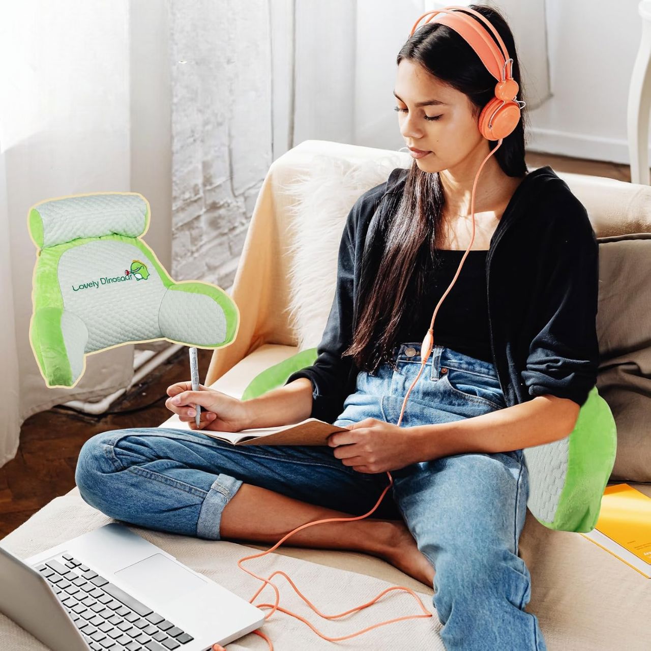 Oreiller de lecture - SoftWaistPillow™ - Dinosaure