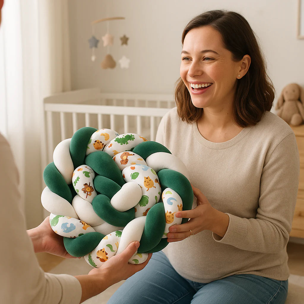 Tour de Lit Tressé - BraidBumper™ - Vert & Blanc