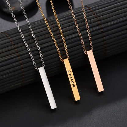 Elegancy™ - Collier avec pendentif carré gravé | Bijoux