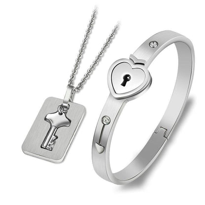 LoveLock™ | Ensemble Collier/Bracelet pour couple | Amoureux