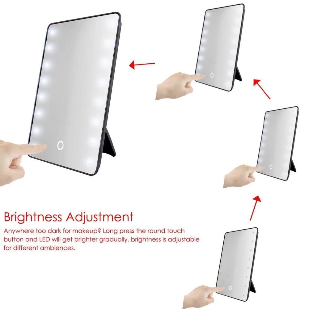 RUIMIO Makeup Mirror with 8/16 LEDs Cosmetic Mirror with Touch Dimmer Switch Battery Operated Stand for Tabletop Bathroom Travel