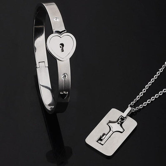 LoveLock™ | Ensemble Collier/Bracelet pour couple | Amoureux
