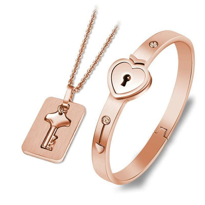 LoveLock™ | Ensemble Collier/Bracelet pour couple | Amoureux