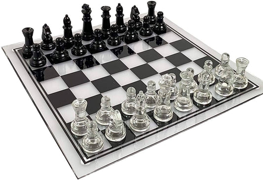 Jeu d'Echecs et Echiquier en Verre noir et blanc | Echecs