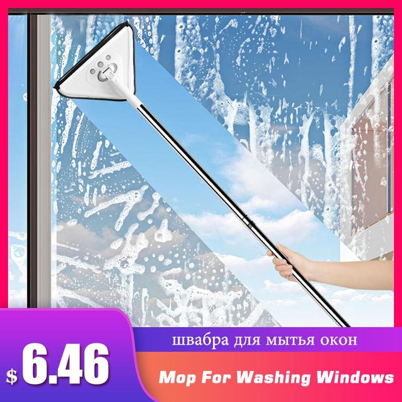 rotating triangle retractable cleaning mop Retractable Glass Cleaner Ultrafine Fiber Easy Installation Storage Cleaning Dust Mop